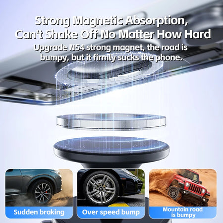 CrownQu Car Mount Magnetic Phone Holder &ndash; 360 Degree Rotation with Strong Suction