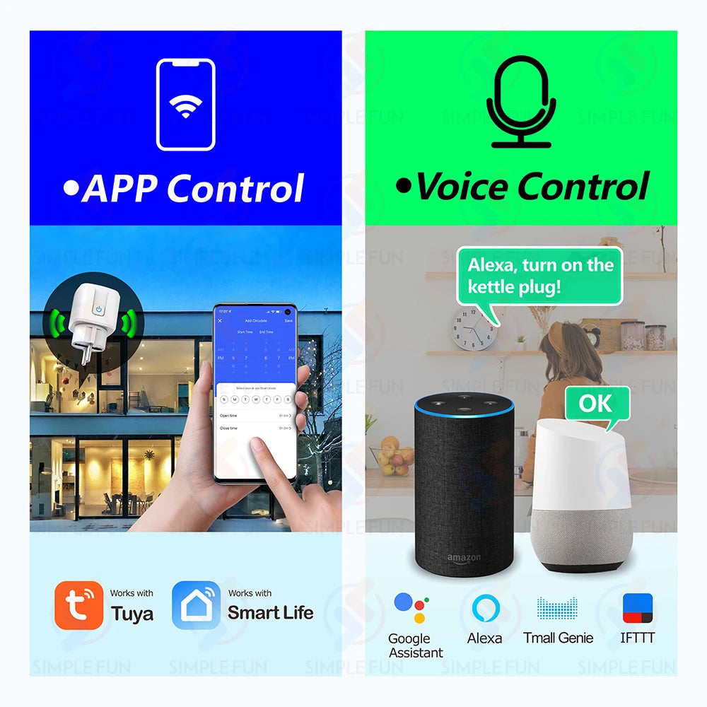 Smart Life Tuya WiFi Smart Socket with Power Monitoring and Voice Control