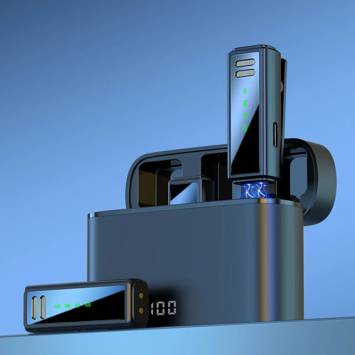 FIFAR Wireless Lavalier Microphone with Noise Reduction and Charging Box