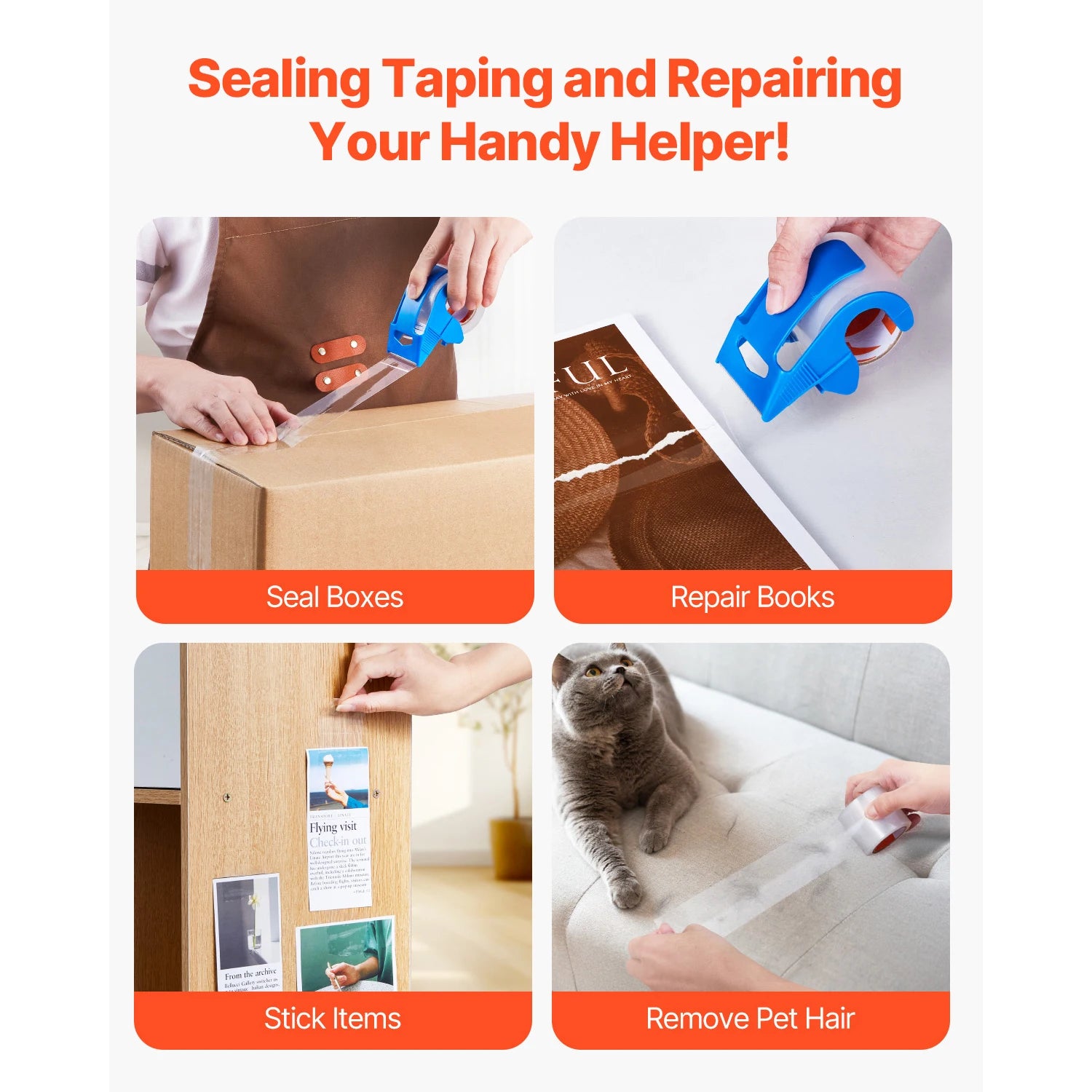 SucceBuy Clear Packing Tape 1.5in 2.7 Mil &ndash; With Dispenser