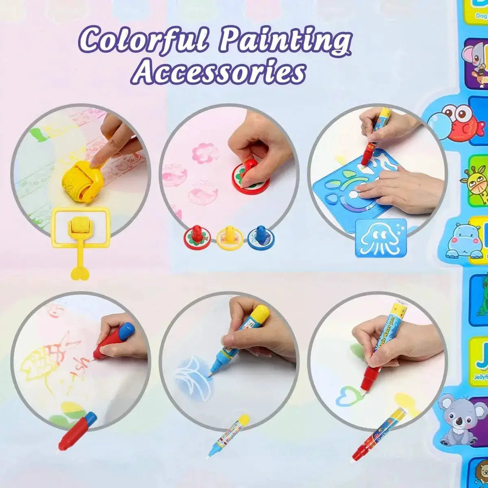 Water Drawing Mat 100x80cm With Reusable Magic Pen For Kids by InterCyprus Trading Ltd