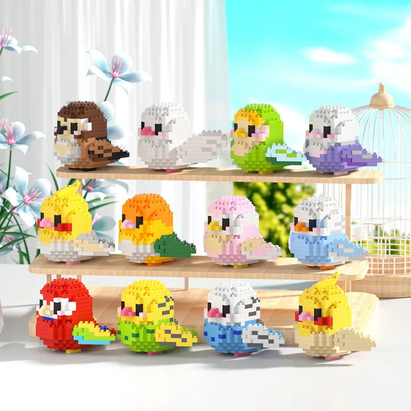 12-Set Mini Bird Building Blocks 3D Parrot &ndash; Cute Decor
