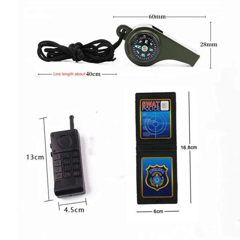 Police Costume Accessories Set &ndash; Walkie Talkie and Whistle