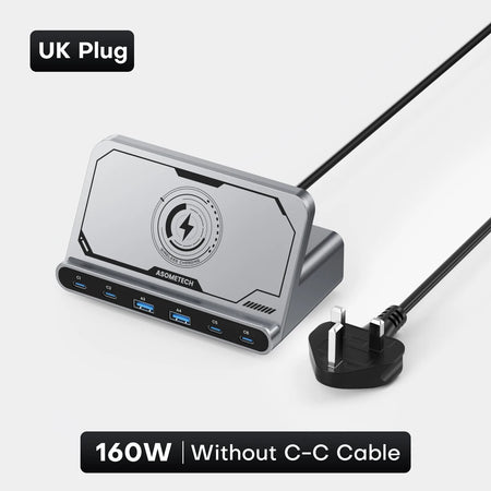 ASOMETECH 160W 7in1 USB C Fast Charging Station &ndash; Ultra-Fast Wireless Charging for Multiple Devices UK Plug