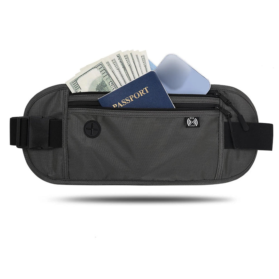 JUNLETU Sports Waist Bag &ndash; Waterproof Pouch Headphone Hole Darkgray