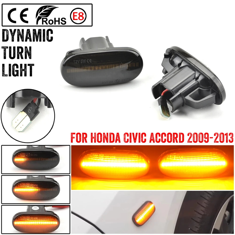 2Pcs Luz de marcador lateral dinámica LED para Honda Civic Accord