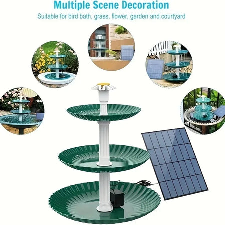 3.5W Outdoor Solar Fountain &ndash; Three Tier Ripple Design