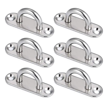 6Pcs 5mm Stainless Steel Eye Plate Oblong Pad Eye Plate Metal Staple Ring Hook Hardware Boating Equipment H9EE