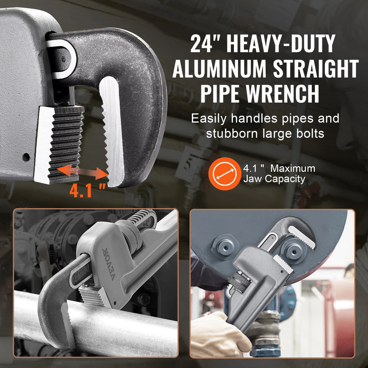 SucceBuy TD0505 24In Aluminum Pipe Wrench &ndash; Ergonomic Handle