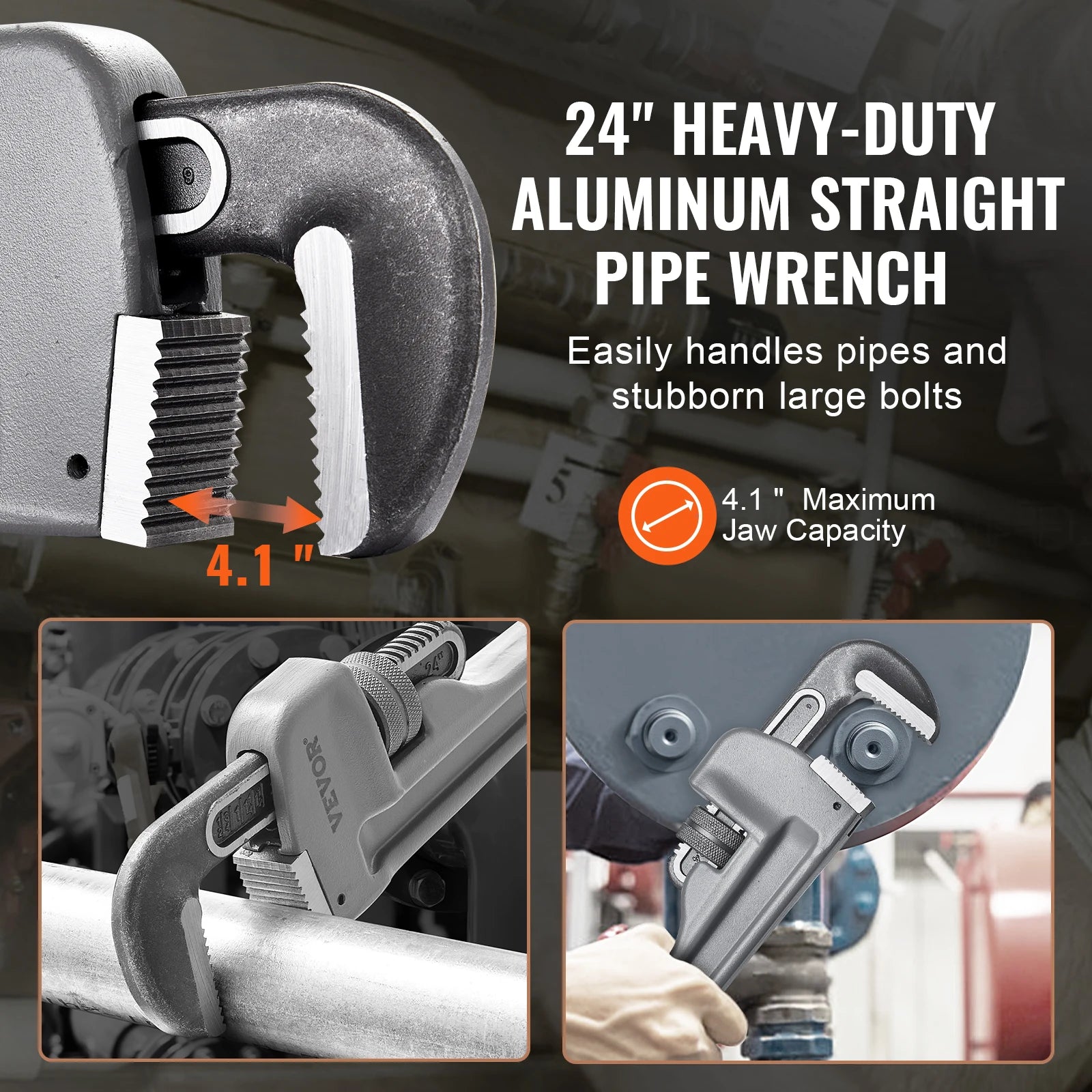 SucceBuy TD0505 24In Aluminum Pipe Wrench &ndash; Ergonomic Handle