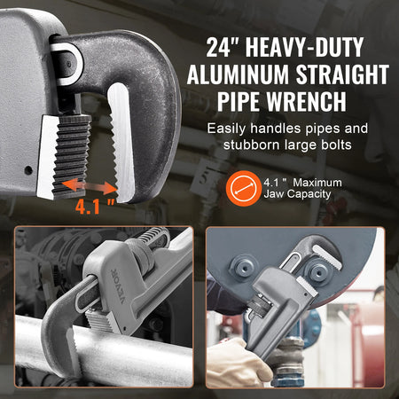 SucceBuy TD0505 24In Aluminum Pipe Wrench &ndash; Ergonomic Handle