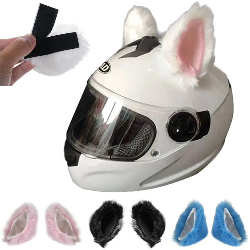 Calcomanías decorativas de casco de orejas de gato para motocicleta ajuste universal