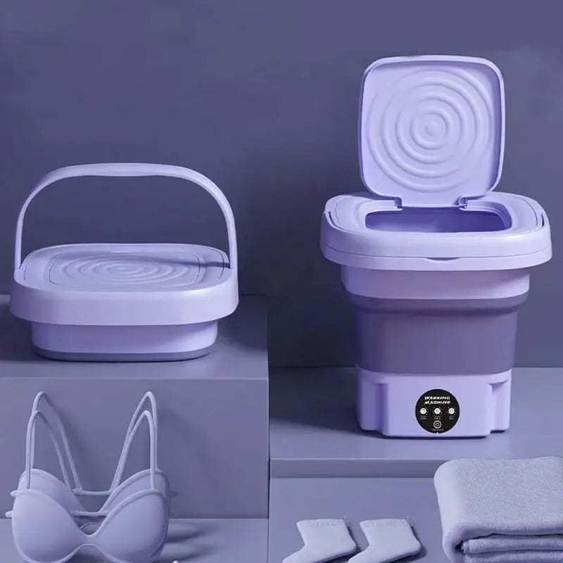 8L Portable Foldable Washing Machine With Spin Dryer USB
