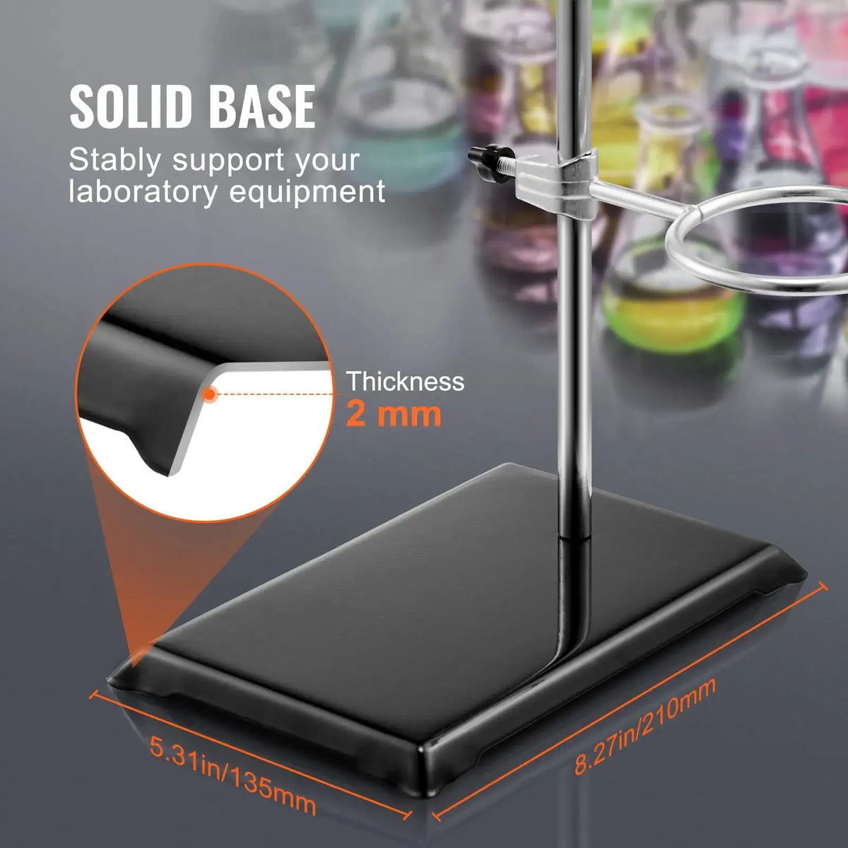 Lab Stand Set Steel 23.6 Inch Rod Clamps Included
