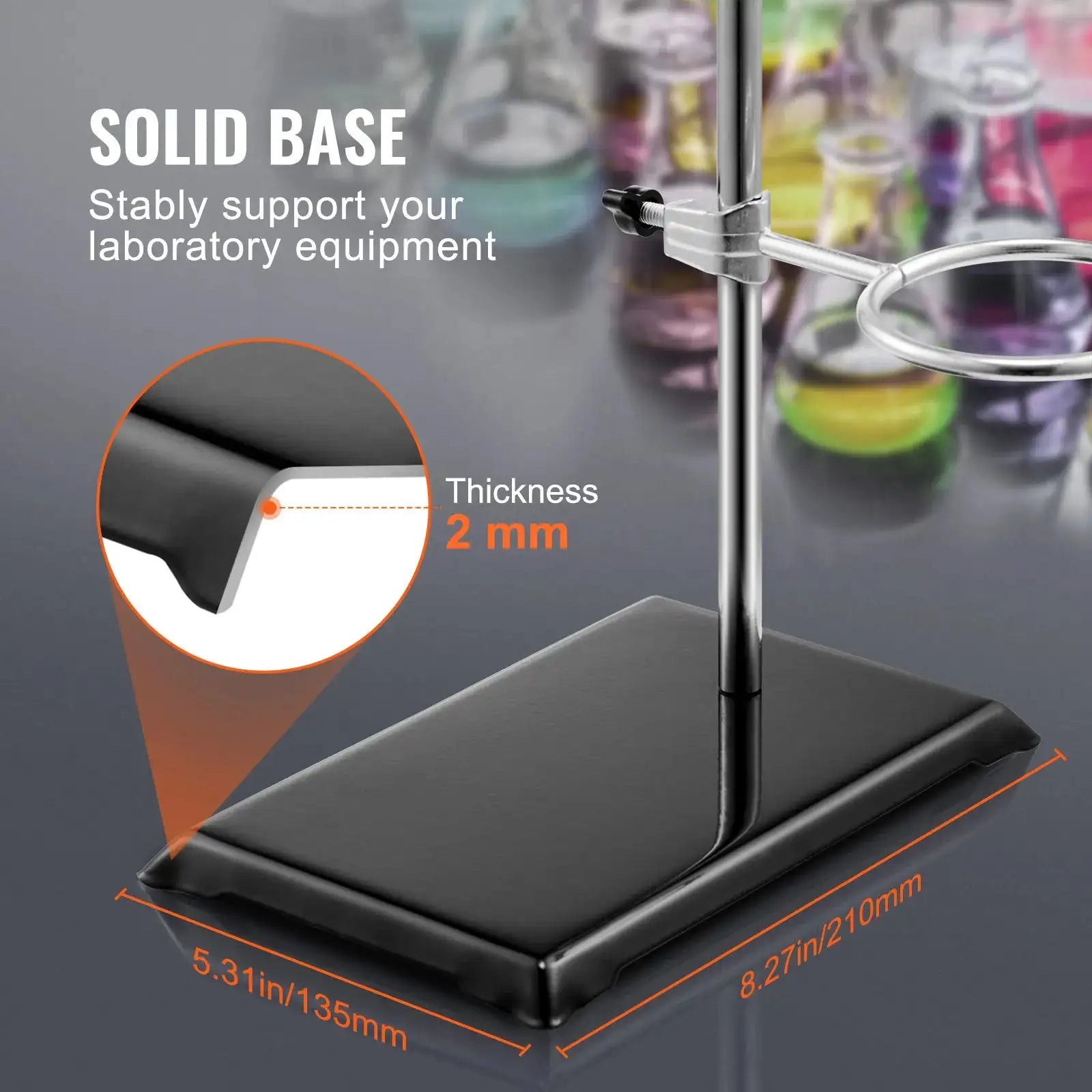 Lab Stand Set Steel 23.6 Inch Rod Clamps Included