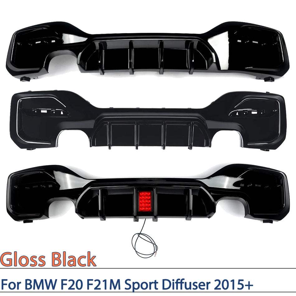 BMW 1 Series F20/F21 Bakdiffusor med LED Bromsljus, Glansig Svart