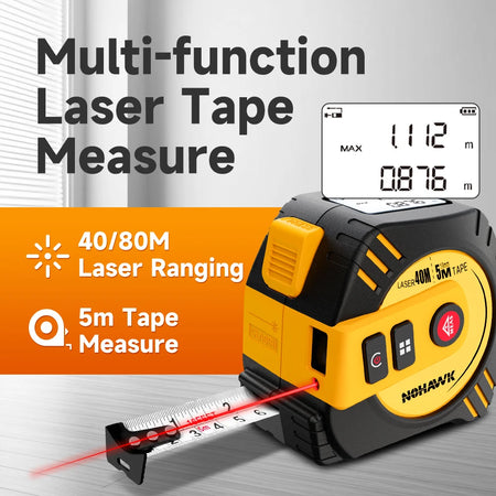 Nohawk Laser Tape Measure - 2 in 1 USB Rechargeable 40m/80m