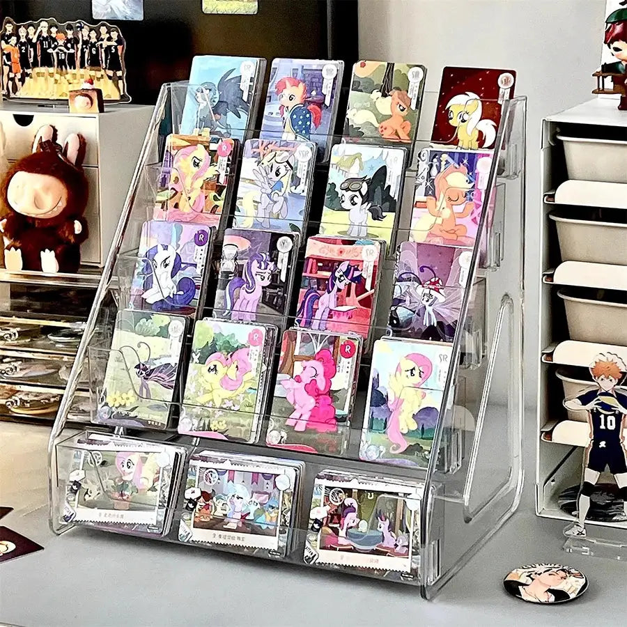 Card and greeting card transparent desktop storage rack assembly, star card flower shop gift shop storage display rack by InterCyprus Trading Ltd