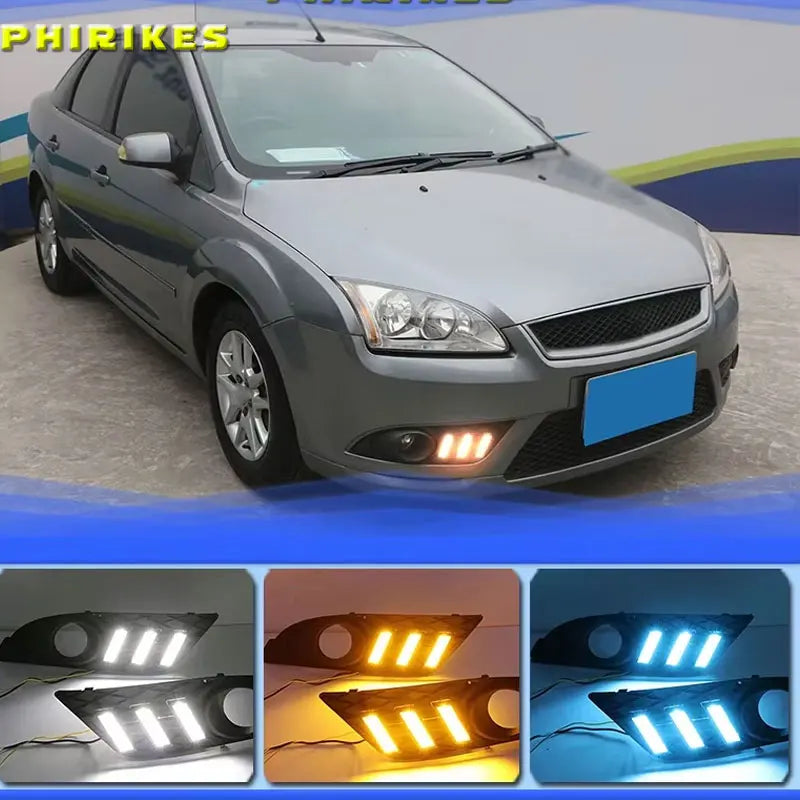 1Par Ford Focus 2007 DRL LED Dagtid Körrampor Gula