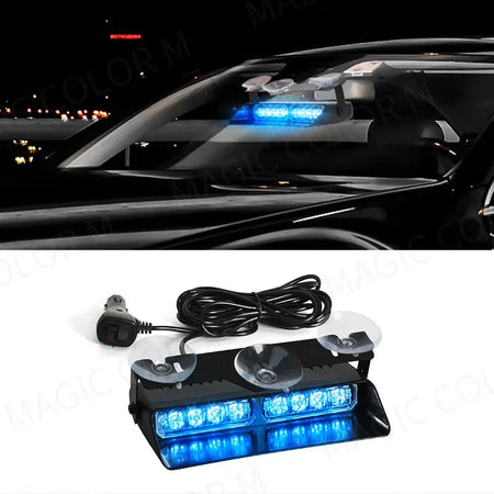 LED Car Strobe Light For Emergency Flash Warning Lamp Windshield Bar 8 Beads Red Blue Amber White Waterproof Auto Light Assembly by InterCyprus Trading Ltd