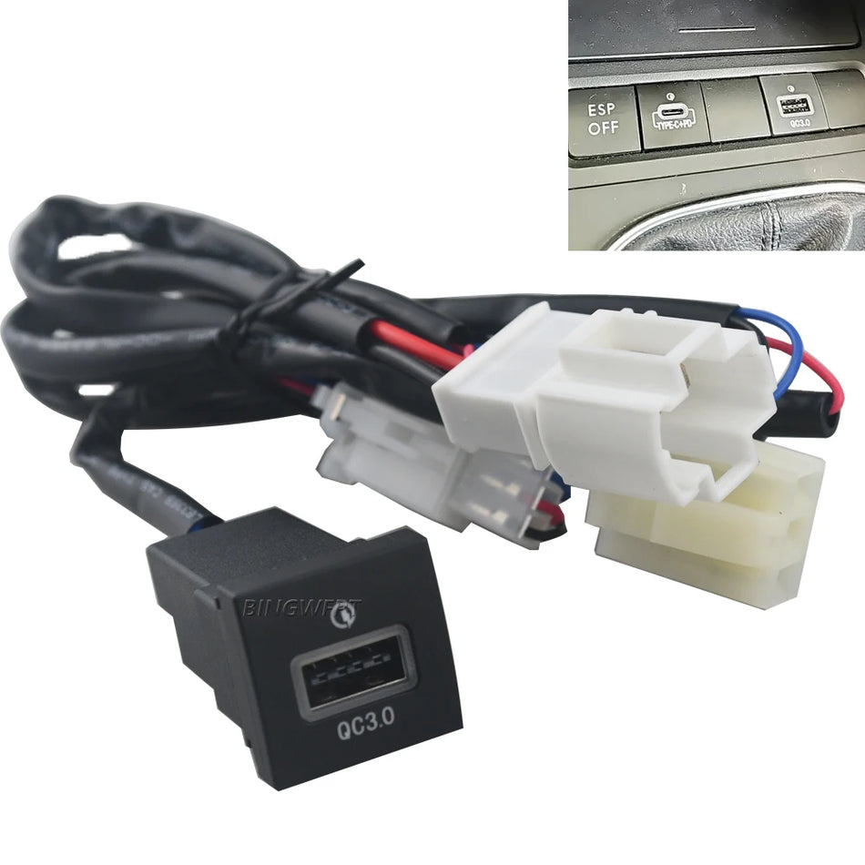 Tomada de Carregador de Carro QC3.0 PD USB 12V/24V para Volkswagen Jetta MK5 Golf 6 Scirocco