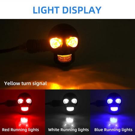 Skull Motorcycle Indicator Lights &ndash; Dual Color Functionality
