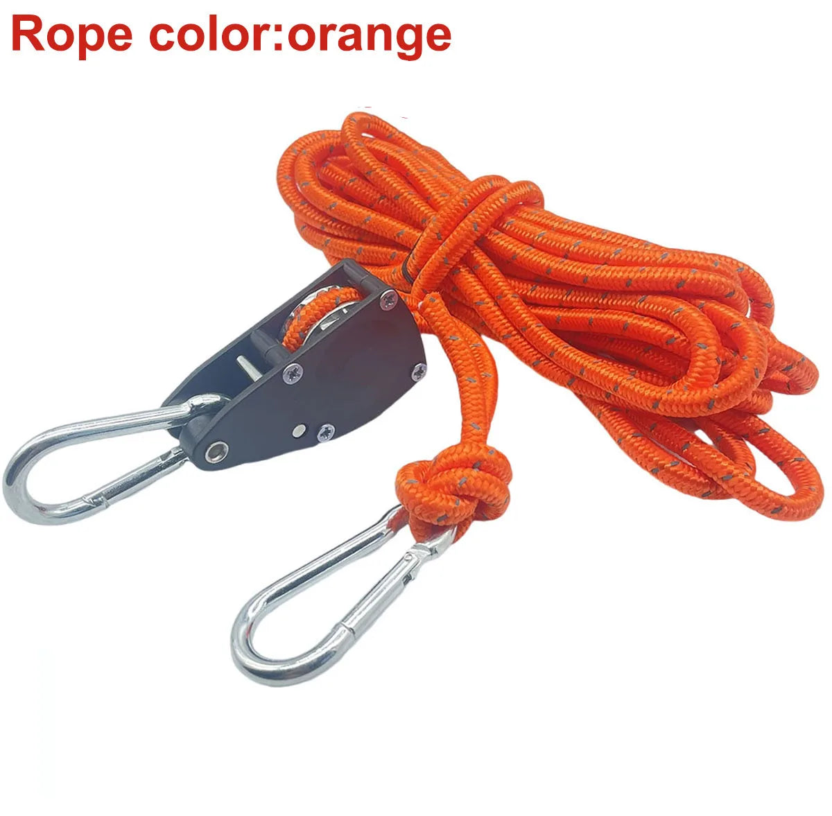 6mm Reflective Camping Tent Tie Down Rope with Pulley and Buckle 1pc orange