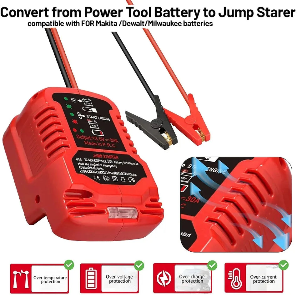 Adaptador de Cabo de Iniciador de Arranque para Ferramenta de Emergência Milwaukee M18 Pesada
