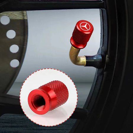 Mercedes Benz Tire Valve Caps &ndash; 4pcs Aluminum Airtight Covers for B/C/E/S Class, A Class, C200L, GLC, GLK, CLA, GLA