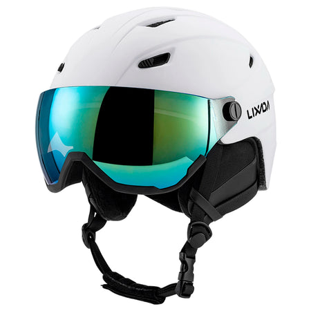 TOMSHOO Integrated Ski Helmet &ndash; Removable Visor Goggles White / L