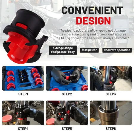 Motorcycle Bike Fork Seal Driver Tool Kit 14Pcs Installer Driver Set 35/36 40/41 42/43 45/46 47/48 49/50MM Adapter Universal by InterCyprus Trading Ltd