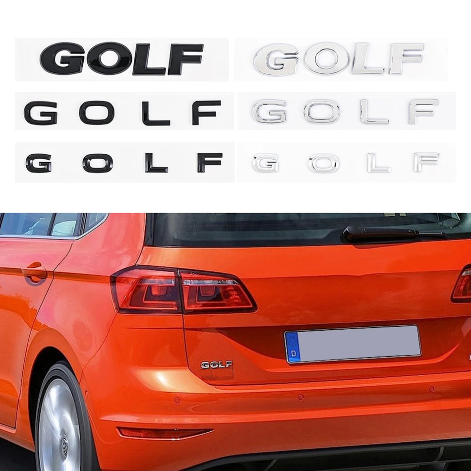 VW Golf 3D Tailgate Emblem Logo, ABS Plastic Silver and Black