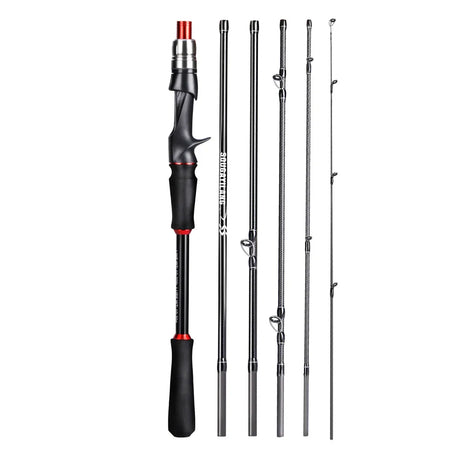 Sougayilang Ultralight Carbon Fiber Fishing Rod - 2.1m, 5 Sections, Portable for Travel 210cm casting rod