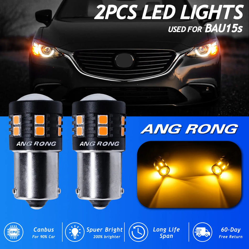 Jantárové PY21W BAU15s LED žiarovky smerových svetiel, 15 SMD 3030, Dlhá životnosť