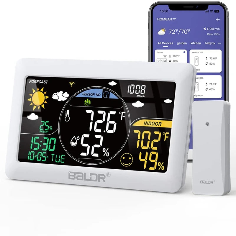 BALDR WiFi Weather Station with App-Controlled Indoor/Outdoor Monitoring White 1 Sesor