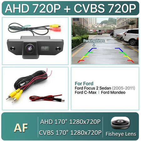 AHD 1080P Dynamic Trajectory Line Car License Plate Light Rear View Camera For Ford Focus 2 Sedan 2005-2011 C-Max by InterCyprus Trading Ltd