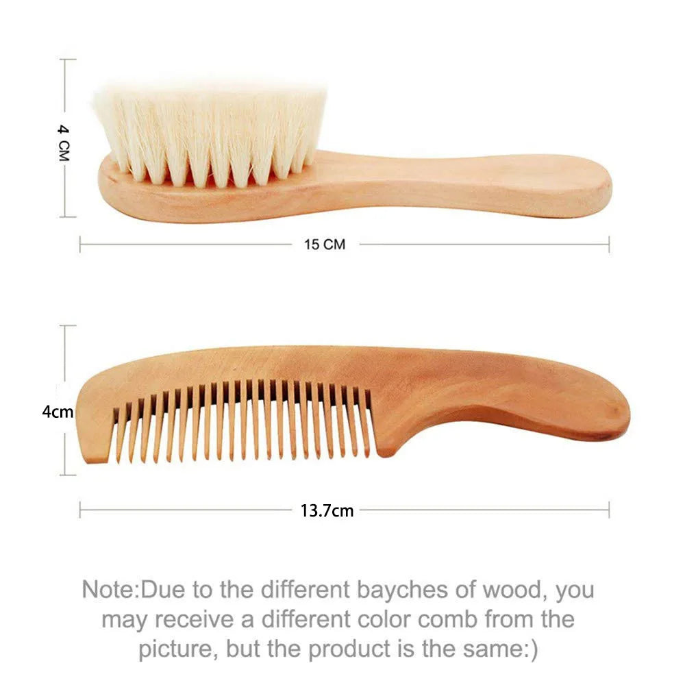 Gentle Wool Comb Set for Babies - Soft Scalp Massage &amp; Hair Care