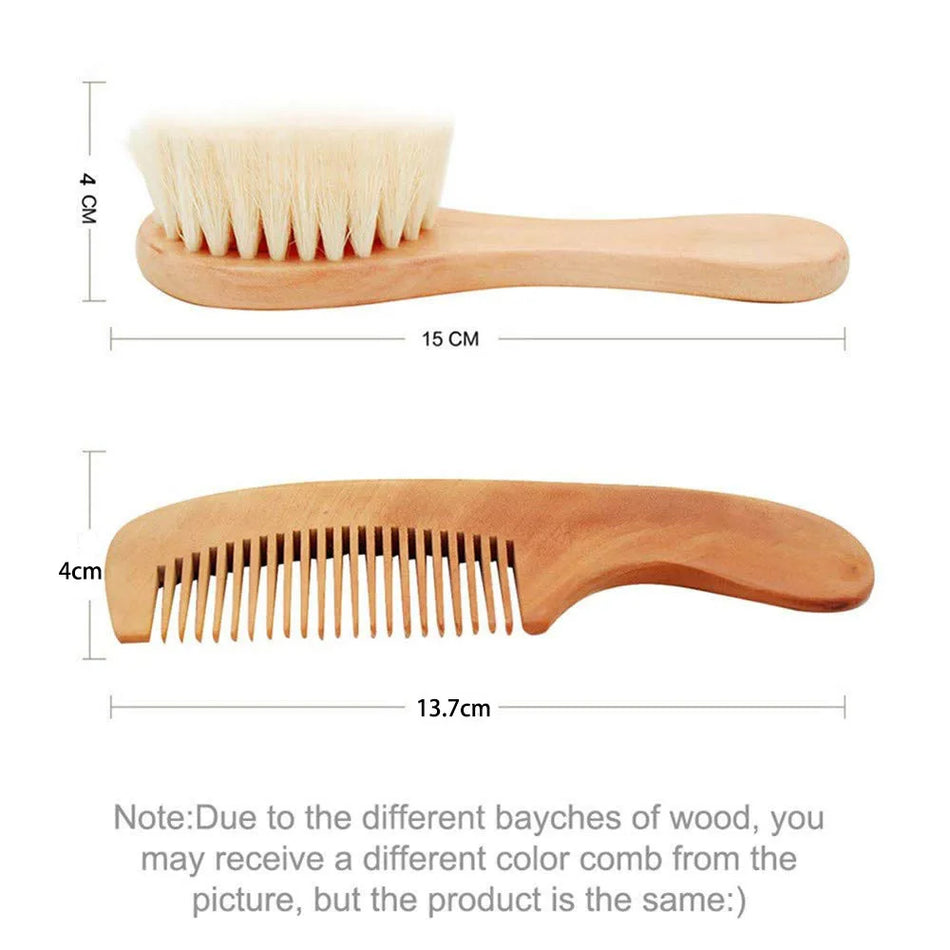 Gentle Wool Comb Set for Babies - Soft Scalp Massage &amp; Hair Care