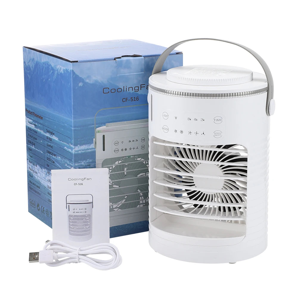 Portable Air Conditioner Cooling Spray Fan with USB Electric Humidifier WHITE / CHINA