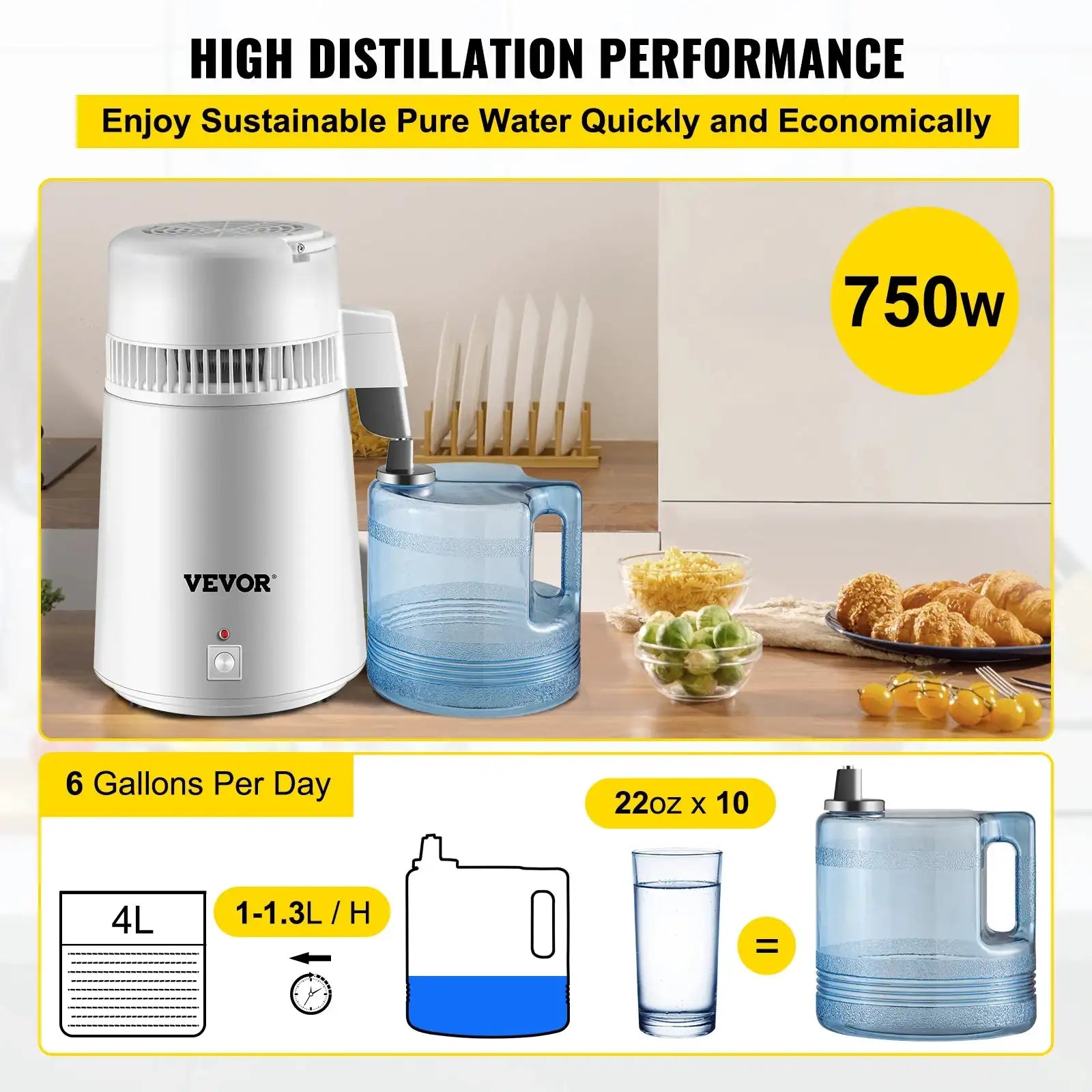 4L 304 Stainless Water Distiller Purifier