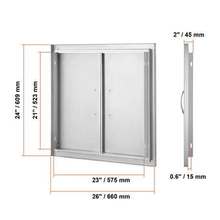Stainless Steel BBQ Access Door Flush Mount Outdoor Kitchen 26x24 in / UNITED KINGDOM
