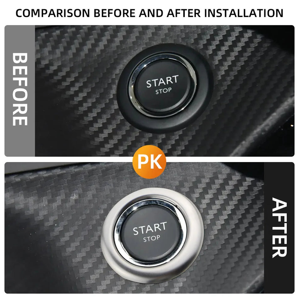 Peugeot 2008 пръстен за запалване, стикер за бутон за стартиране, покритие от неръждаема стомана