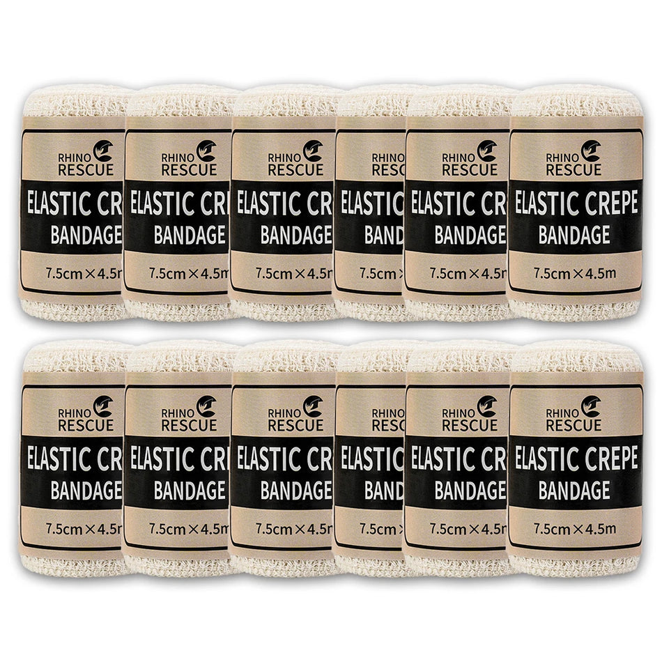 Rhino Elastic Crepe Bandage 12 Pieces First Aid Kit Gauze
