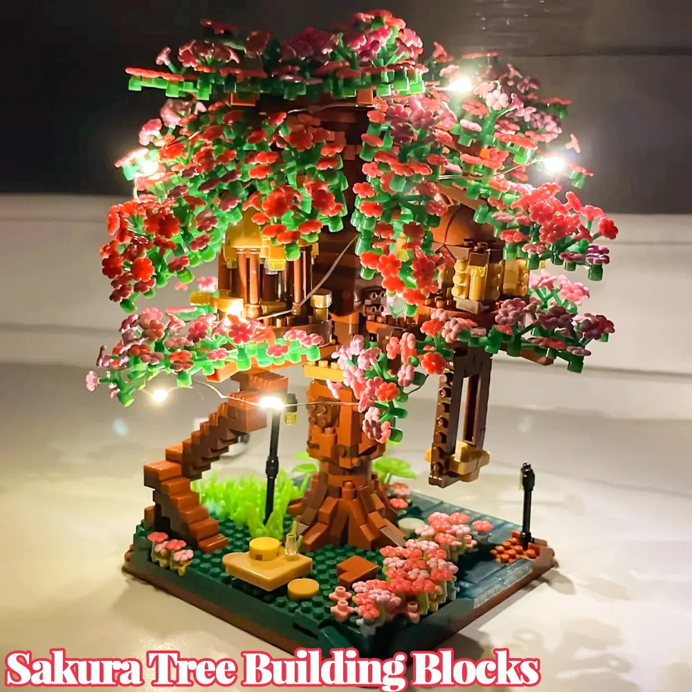 Mini Sakura Tree Building Blocks &ndash; Light Treehouse Model