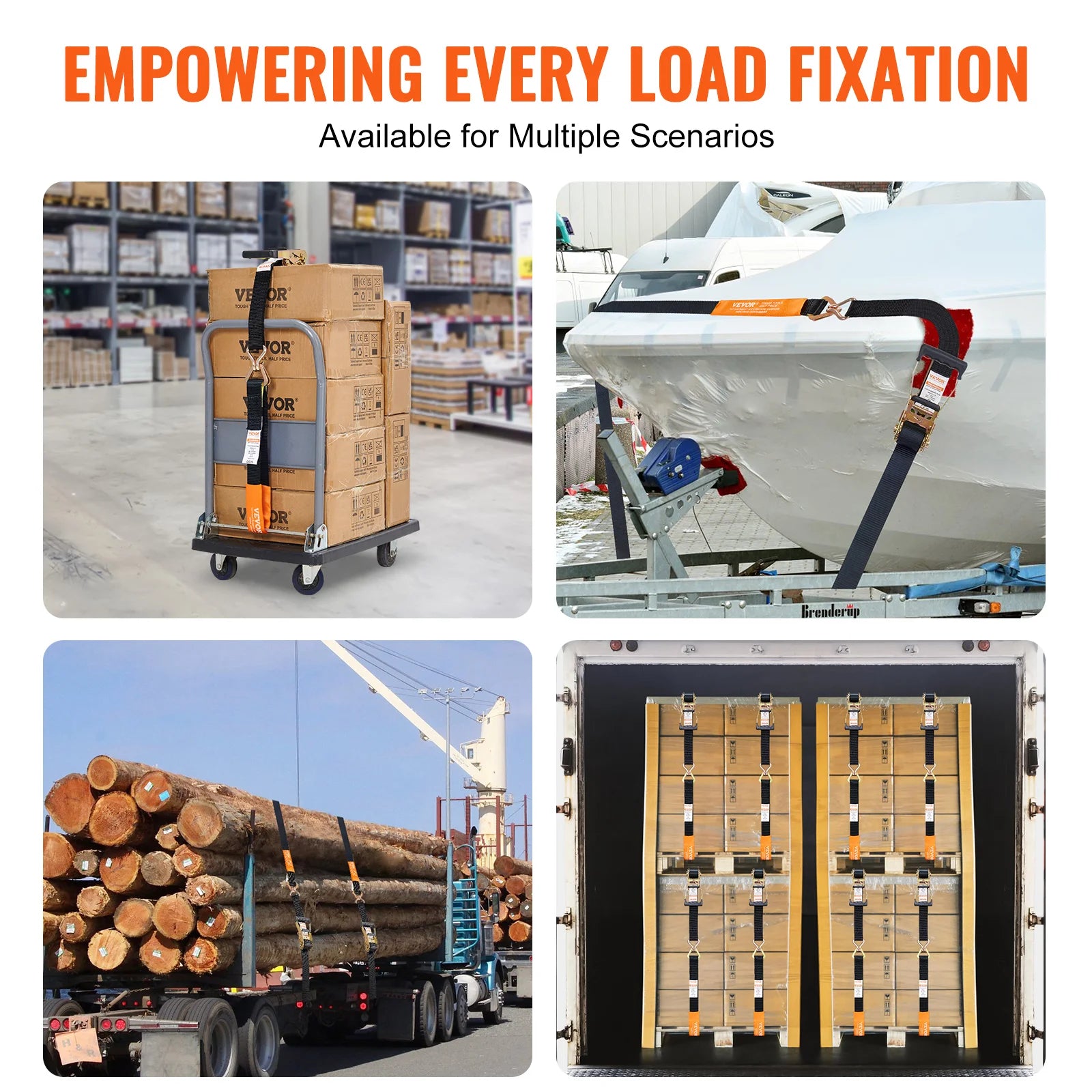 SucceBuy 4Pcs Ratchet Strap Set - Heavy Duty Tie Downs