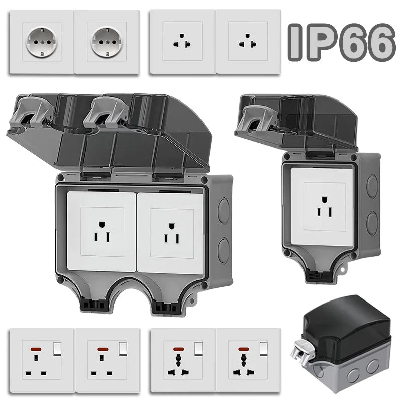 Electrical Sockets IP66 Waterproof Junction Connector Plastic Box 3 Pin ...