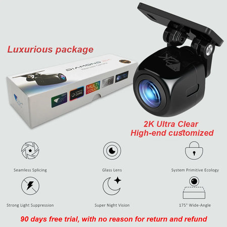 GcPaSr 1080P Car Rear View Camera with 200&deg; Fisheye Golden Lens &amp; Night Vision 2K Ultra Clear