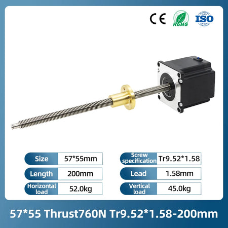 UMOT High Precision 0.03mm Linear Stepper Motor NEMA 23 &ndash; Exceptional Accuracy and Performance CHINA / Provide 3D drawings / 57X55 760N Tr9X2-200