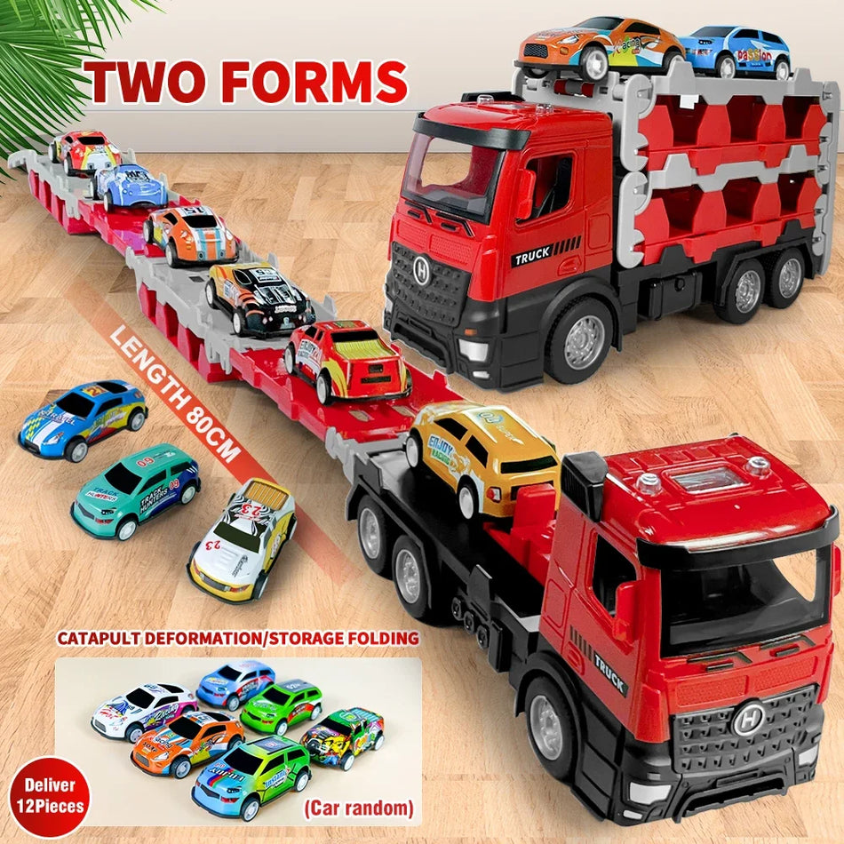 Transporter Folding Track Truck &ndash; Diecast Alloy Mini Car red