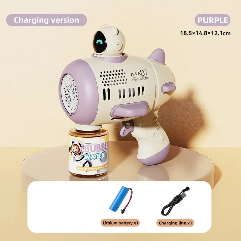 Spaceman Bubble Gun &ndash; Fully Automatic 12 Holes for Endless Fun Purple USB